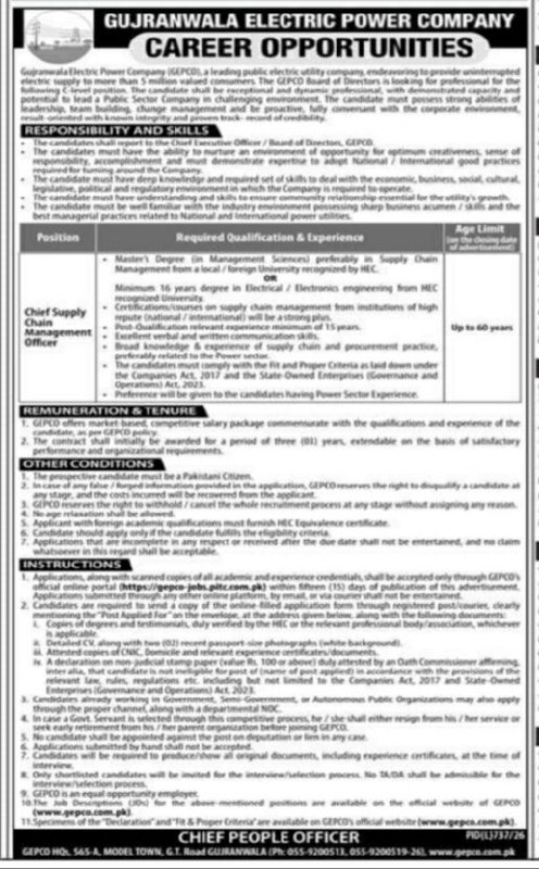 Gujranwala Electric Power Company (GEPCO) Jobs 2026 Jobs 2026 — original newspaper advertisement