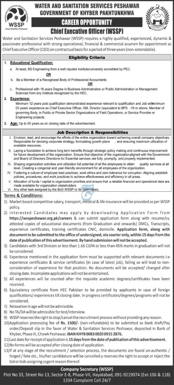 Water and Sanitation Services Peshawar (WSSP), Jobs 2026 – Water and Sanitation Services Peshawar (WSSP), Government of Khyber Pakhtunkhwa Jobs 2026 — original newspaper advertisement