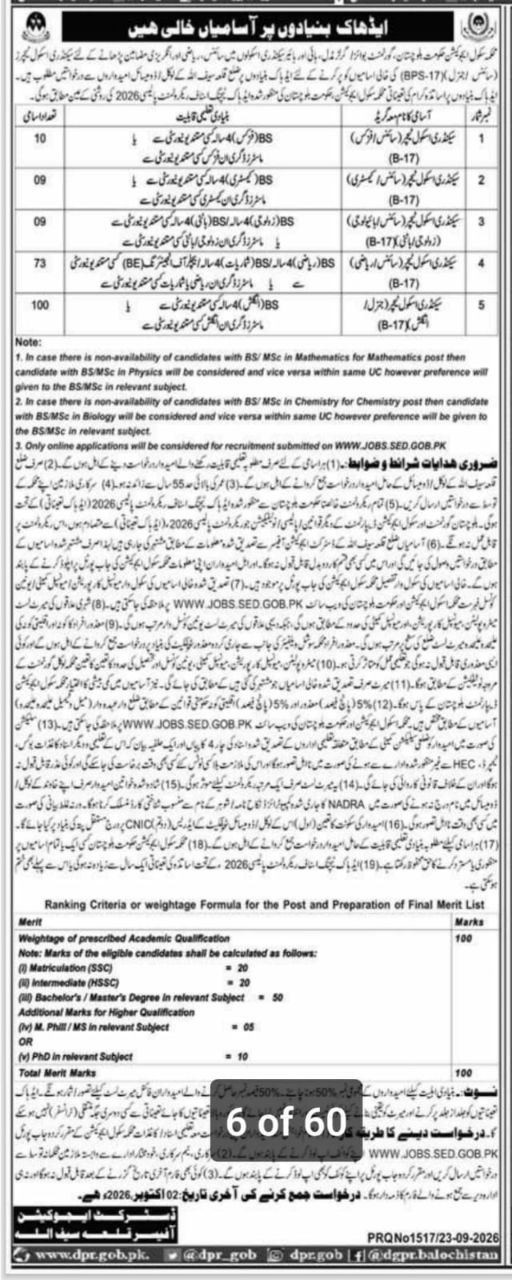 School Education Department Killa saifullah Jobs 2026 – District Education Office / School Education Department, Balochistan (killa saifullah Jobs 2026 — original newspaper advertisement