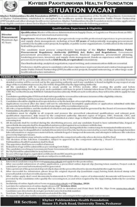 Khyber Pakhtunkhwa Health Foundation (KPHF) Jobs 2026 Jobs 2026 — original newspaper advertisement