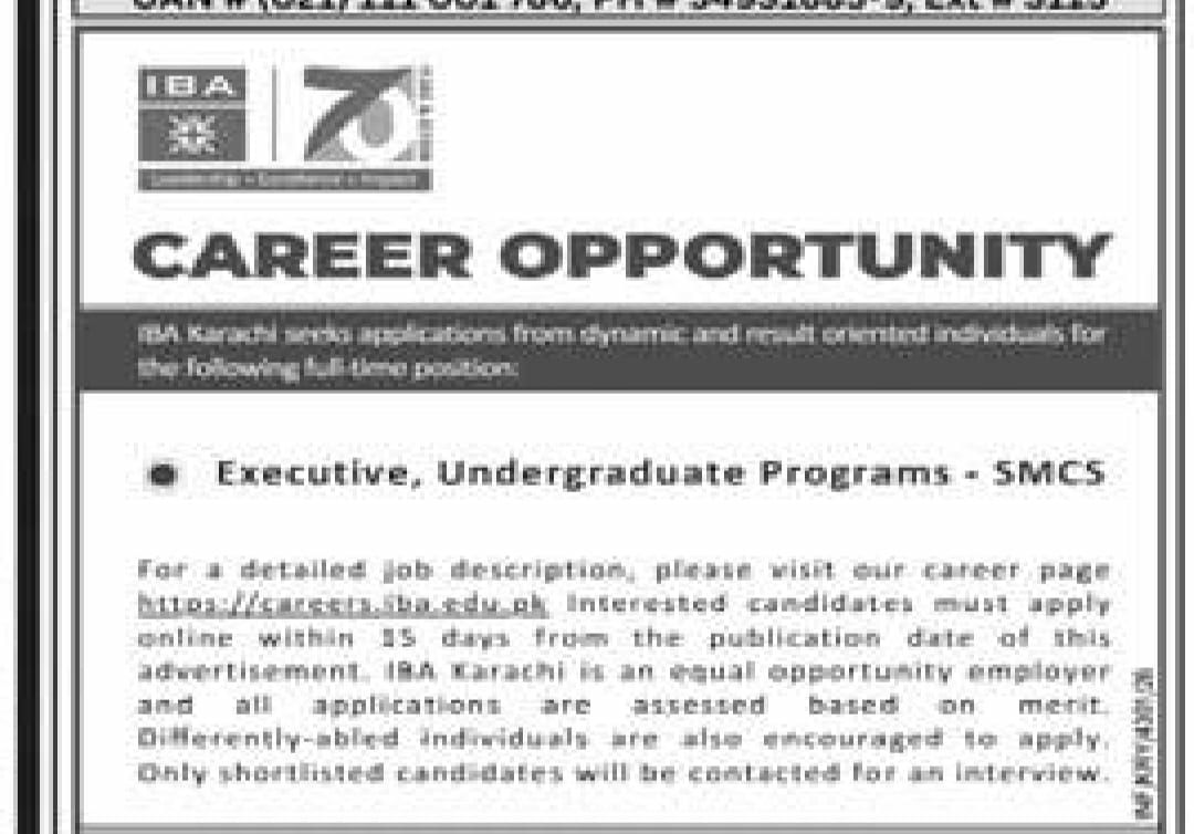 IBA Karachi (Institute of Business Administration, Karachi) Jobs 2026 Jobs 2026 — original newspaper advertisement