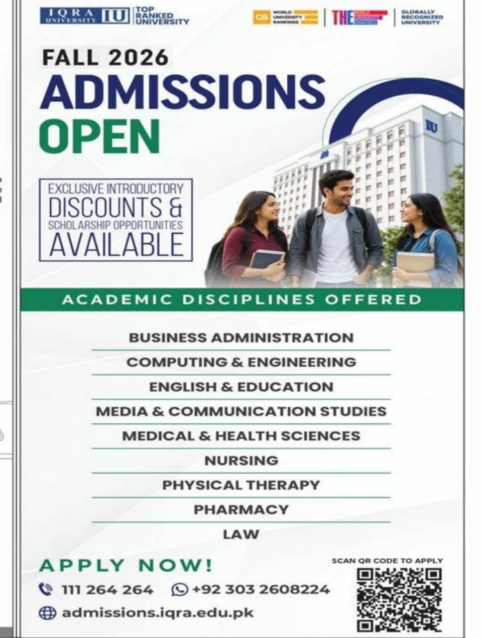 Fall 2026 Admissions Open Iqra University Admissions 2026 — original newspaper advertisement