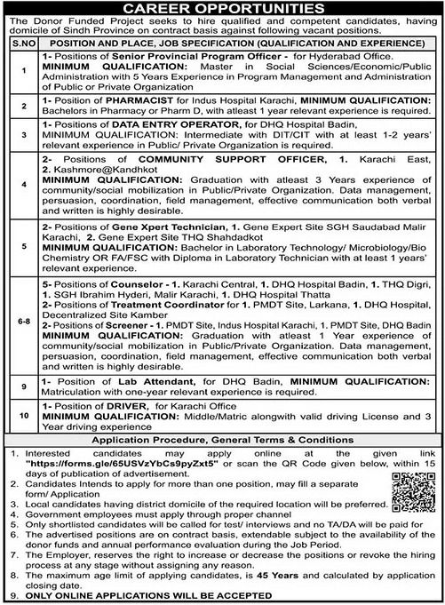 Donor Funded Project (Sindh Province) Jobs 2026 Jobs 2026 — original newspaper advertisement