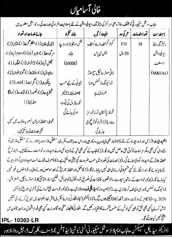 Punjab Employees Social Security Institution (PESSI) - Head Office, Lahore Jobs Jobs 2026 — original newspaper advertisement
