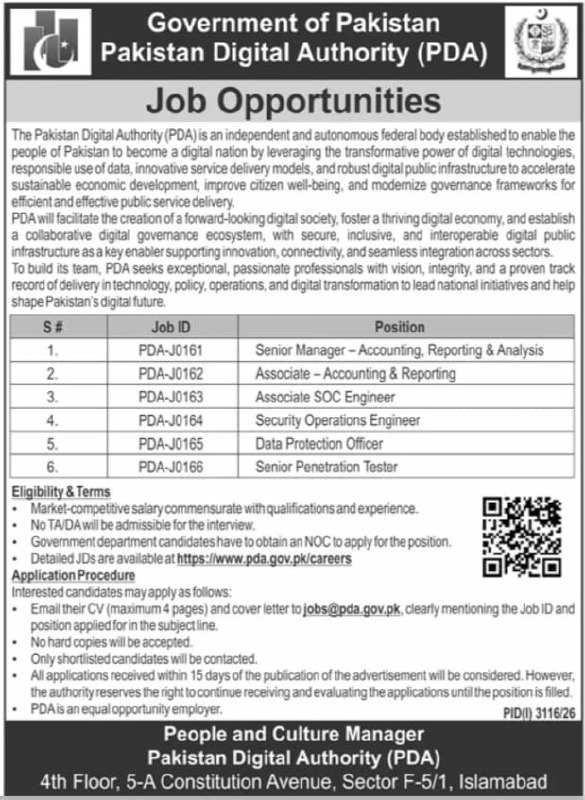 Pakistan Digital Authority (PDA) Jobs 2026 – Government of Pakistan - Pakistan Digital Authority (PDA) Jobs 2026 — original newspaper advertisement
