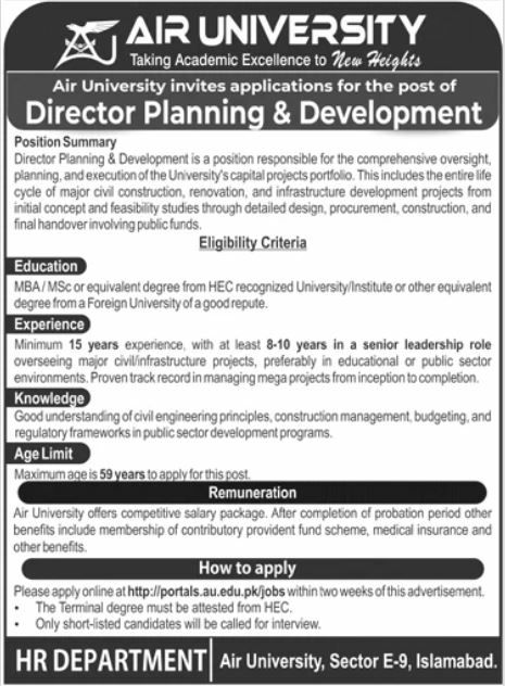 Air University Islamabad Jobs 2026 Jobs 2026 — original newspaper advertisement