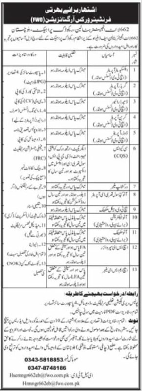 Frontier Works Organization (FWO) Balochistan Jobs 2026 Jobs 2026 — original newspaper advertisement