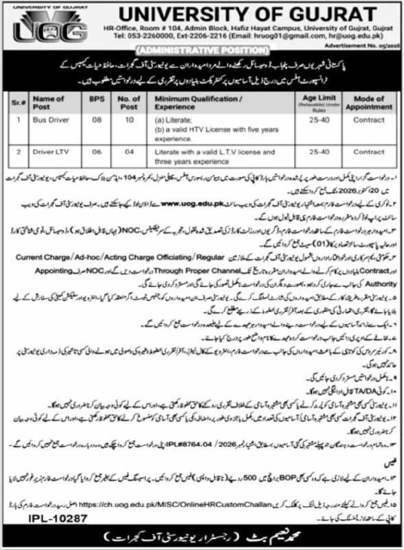 University of Gujrat Punjab Jobs 2026 Jobs 2026 — original newspaper advertisement