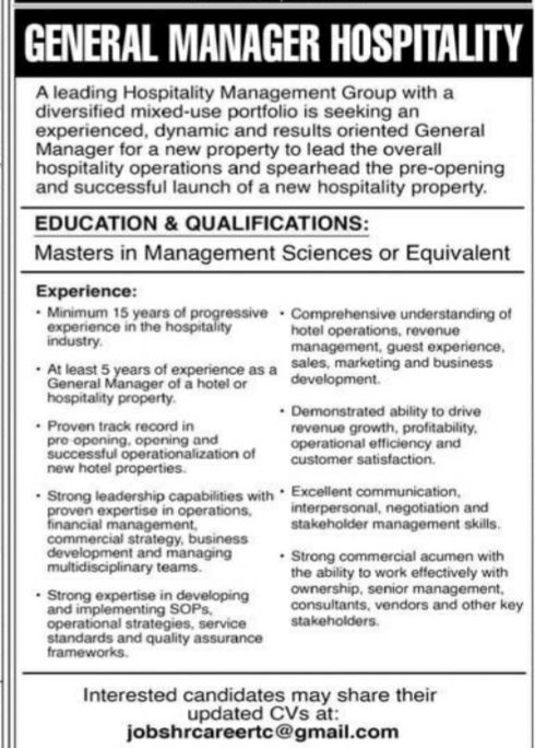 leading Hospitality Management Group Jobs 2026 – A leading Hospitality Management Group Jobs 2026 — original newspaper advertisement