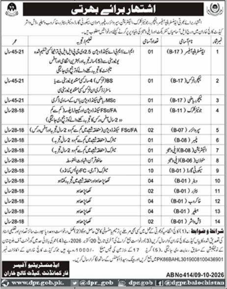 Cadet College kharan Balochistan Jobs 2026 Jobs 2026 — original newspaper advertisement