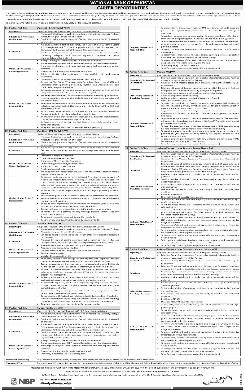 National Bank of Pakistan Jobs 2026 Jobs 2026 — original newspaper advertisement