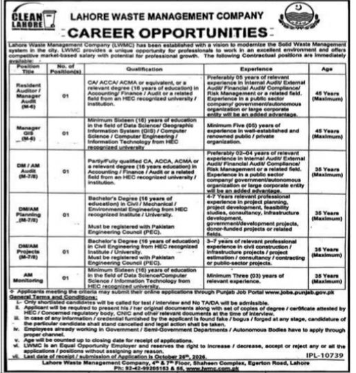 Lahore Waste Management Company (LWMC) Jobs 2026 Jobs 2026 — original newspaper advertisement