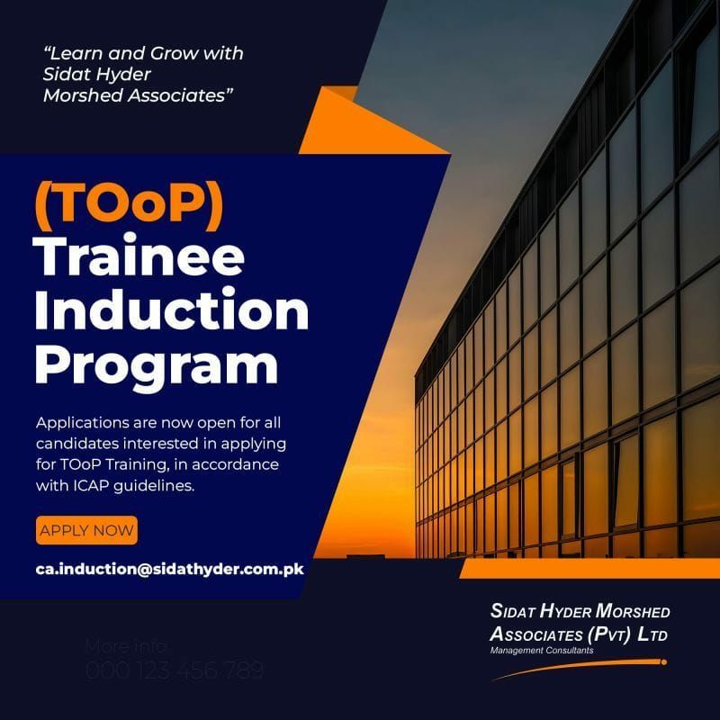 Trainee Induction Program (TOoP) – Sidat Hyder Morshed Associates (Pvt) Ltd Jobs 2026 — original newspaper advertisement