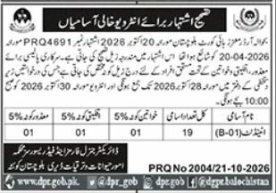 Public Advertisement for Interview Vacancies – Balochistan Government, Home Department (Police Policy Section) Jobs 2026 — original newspaper advertisement