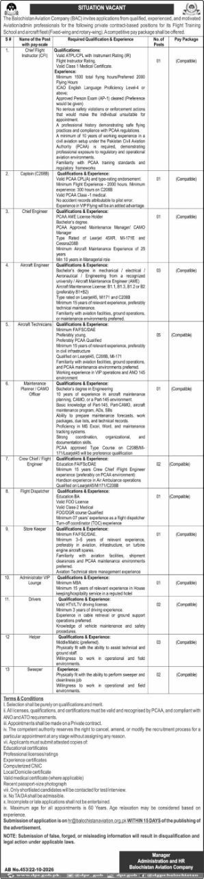 Balochistan Aviation Company (BAC) Jobs 2026 Jobs 2026 — original newspaper advertisement
