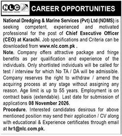 National Dredging & Marine Services (Pvt) Ltd (NDMS) Jobs Jobs 2026 — original newspaper advertisement