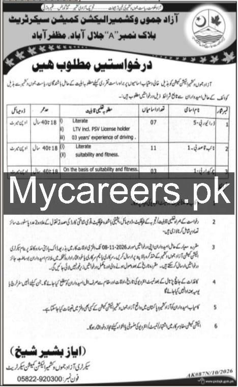 Azad Jammu and Kashmir Election Commission Secretariat, Block Number A, Jalalabad, Muzaffarabad Jobs 2026 Jobs 2026 — original newspaper advertisement