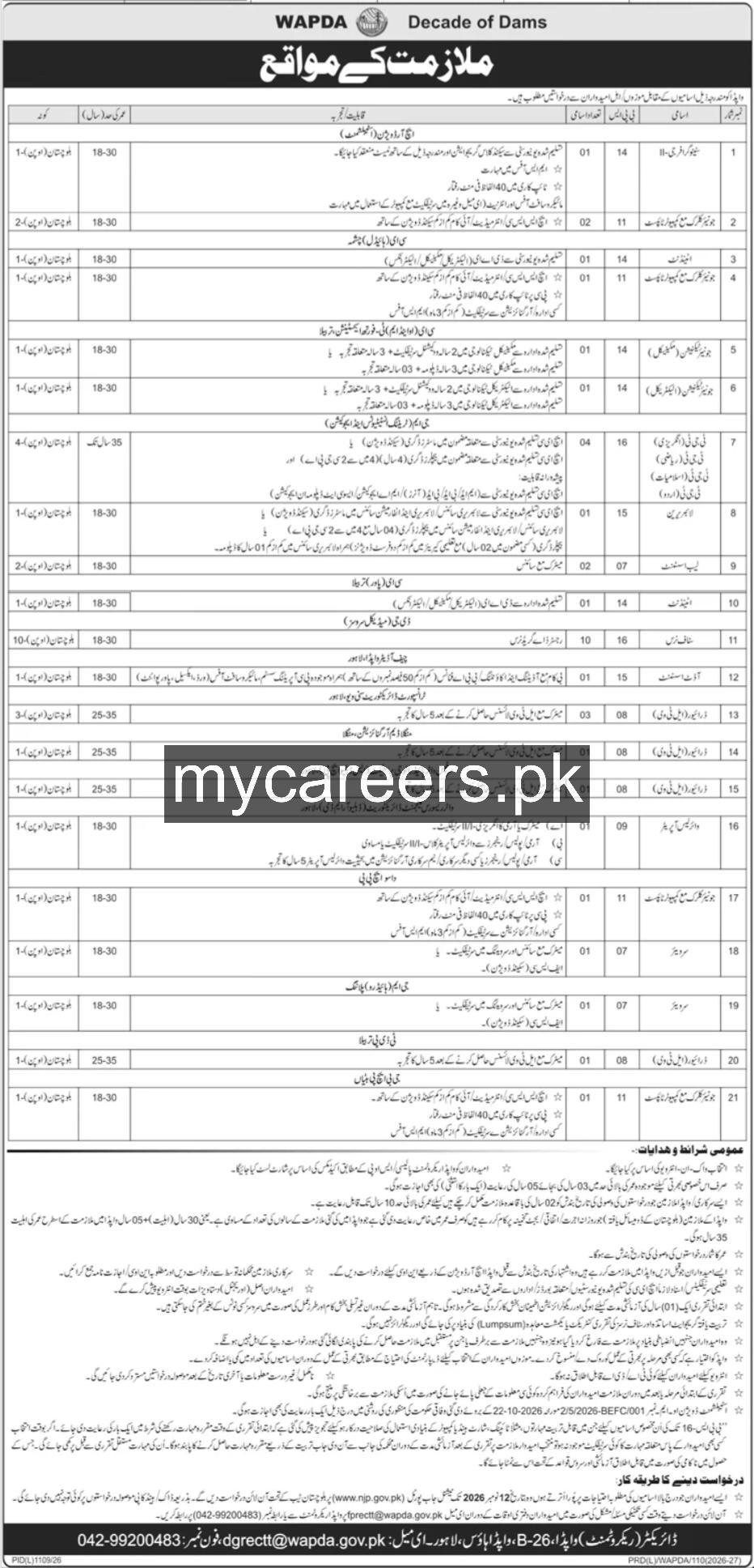 WAPDA (Water and Power Development Authority) Jobs 2026 – WAPDA (Water and Power Development Authority) - Decade of Dams Jobs 2026 — original newspaper advertisement