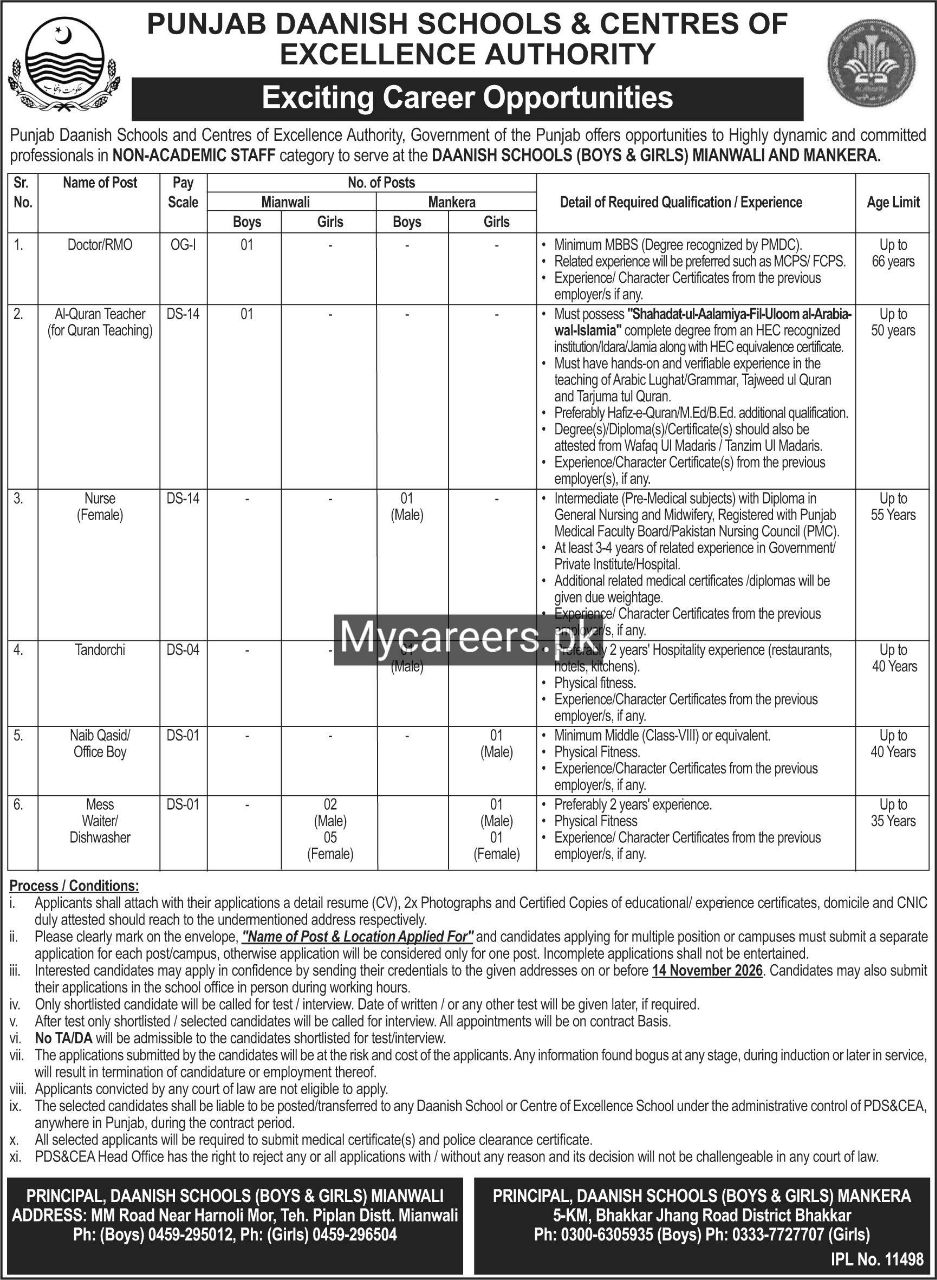 Punjab Daanish Schools & Centres of Excellence Authority Punjab Jobs 2026 – Punjab Daanish Schools & Centres of Excellence Authority (PDS&CEA), Government of the Punjab Jobs 2026 — original newspaper advertisement