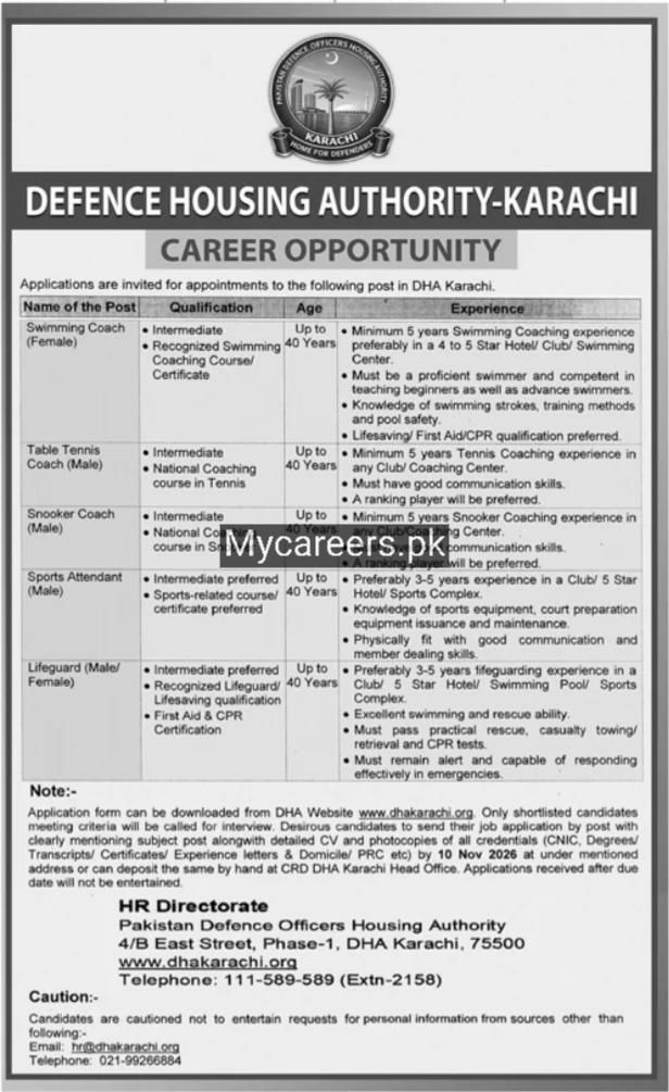 Defence Housing Authority - Karachi (DHA Karachi) Jobs 2026 Jobs 2026 — original newspaper advertisement