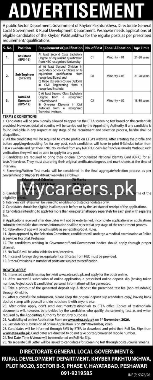 Directorate General Local Government & Rural Development Department ...