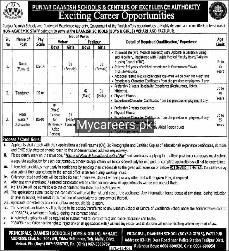 Punjab Daanish Schools & Centres of Excellence Authority Jobs 2026 Jobs 2026 — original newspaper advertisement