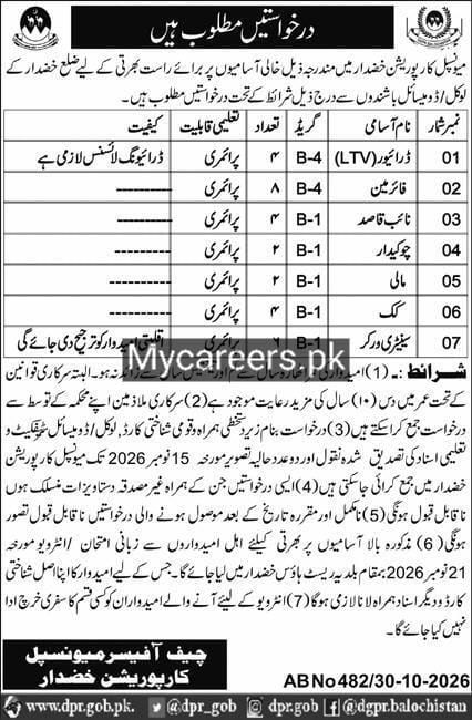 Municipal Corporation Khuzdar Jobs 2026 Jobs 2026 — original newspaper advertisement