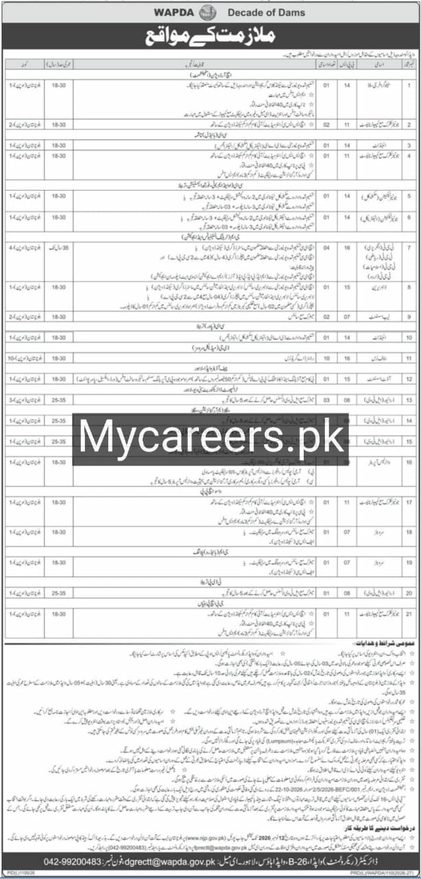 WAPDA (Water and Power Development Authority) Jobs 2026 – WAPDA (Water and Power Development Authority) - Decade of Dams Jobs 2026 — original newspaper advertisement