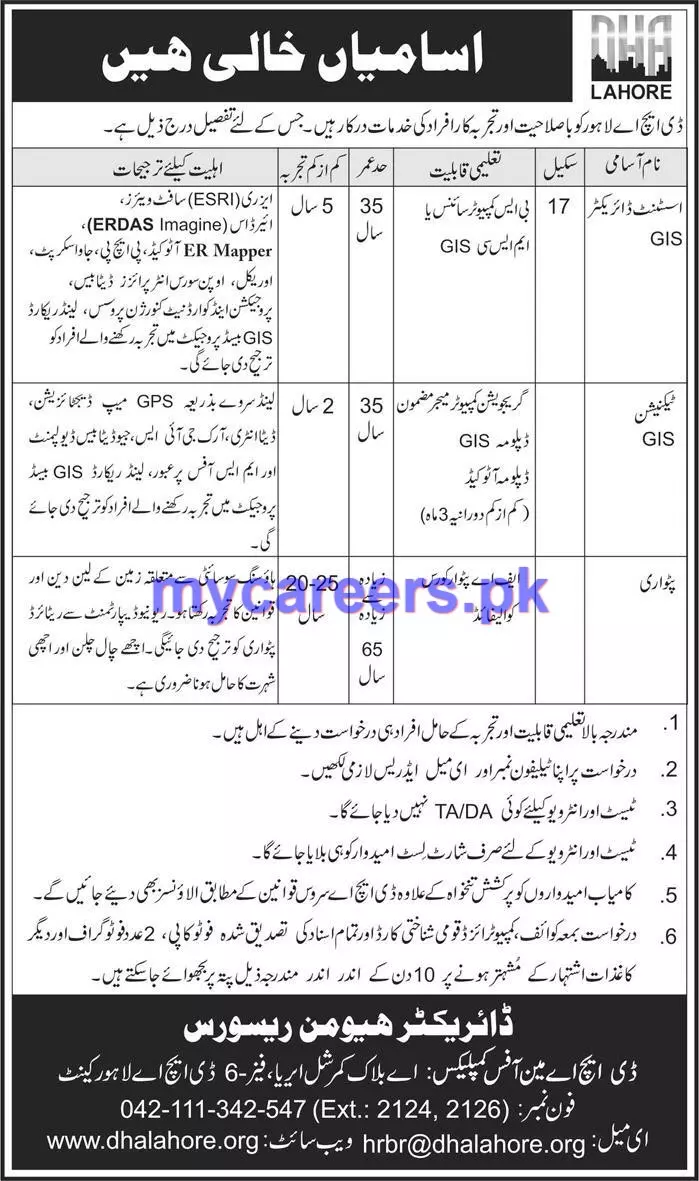 Jobs in DHA Lahore – Defence Housing Authority Jobs 2019 — original advertisement