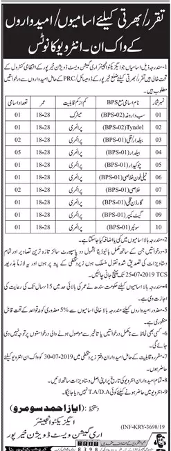Jobs irrigation Deptt Khairpur Sindh – Irrigation Department Sindh Jobs 2019 — original advertisement