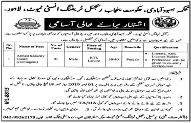 Jobs in Population Welfare Department Punjab Jobs 2019 — original advertisement