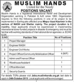 Jobs Muslim Hands Azad Kashmir Jobs 2019 — original advertisement