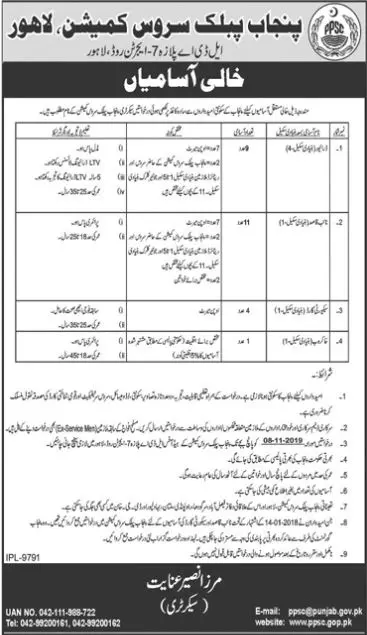 Jobs Punjab Public Service Commission Punjab – Punjab Public Service Commission Lahore Jobs 2019 — original advertisement
