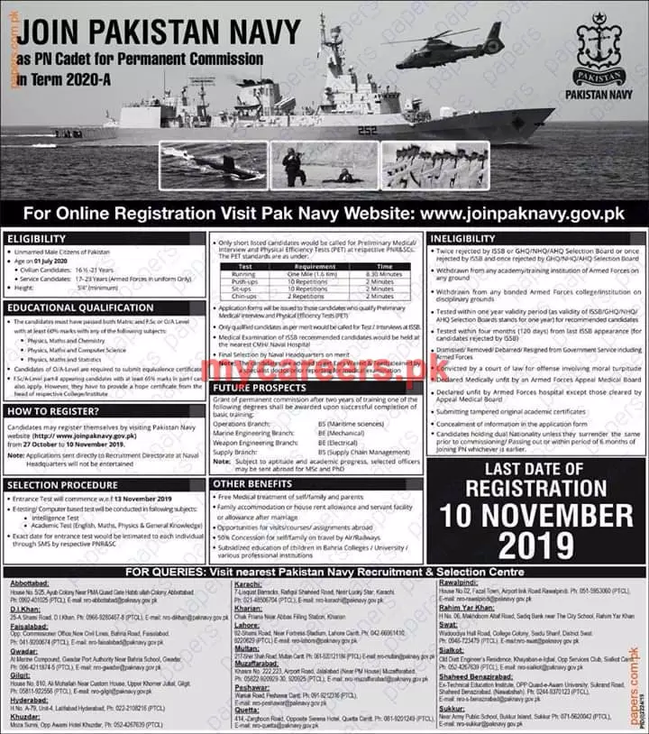 Join Pakinsta Navy – Pakistan Navy Jobs 2019 — original advertisement