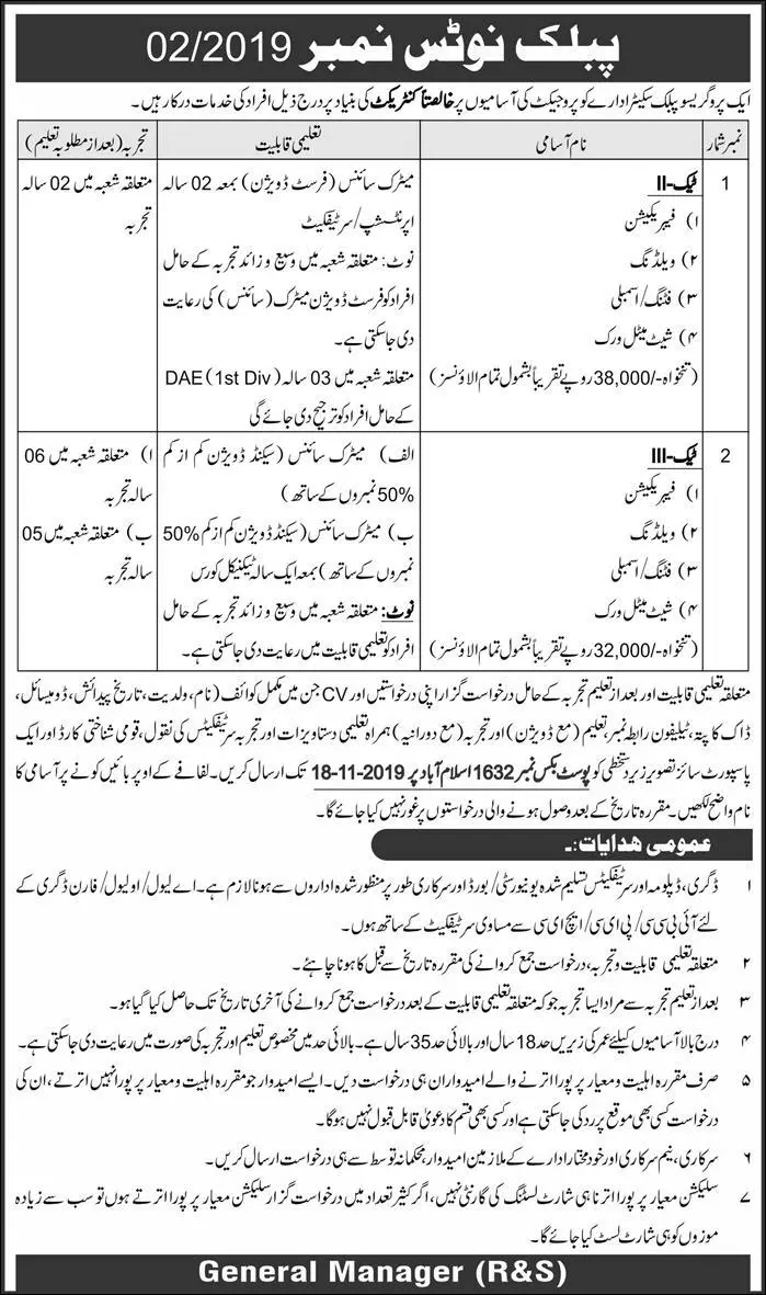 Jobs Public Sector Organization Islamabad Jobs 2019 — original advertisement