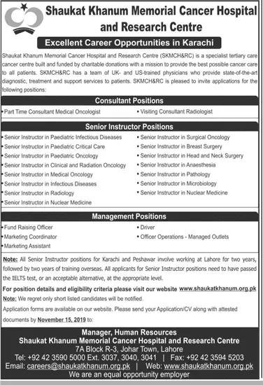 Jobs Shaukat Khanum Hospital Karachi Jobs 2019 — original advertisement