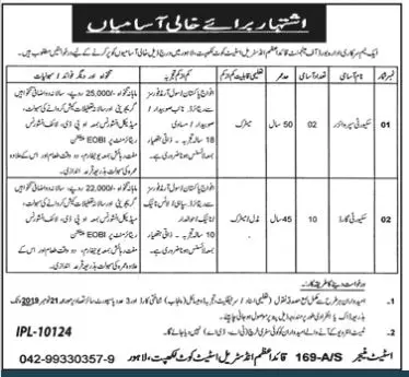 Jobs Quaid-e-Azam Industrial Estate Lahore Jobs 2019 — original advertisement