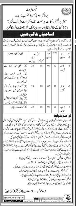 Jobs Provincial Mohtasib (Ombudsman) Sindh Jobs 2019 — original advertisement