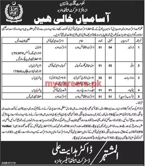 Jobs Health Department Hunza Gilgitbaltistan – Health Department Gilgitbaltistan Jobs 2019 — original advertisement