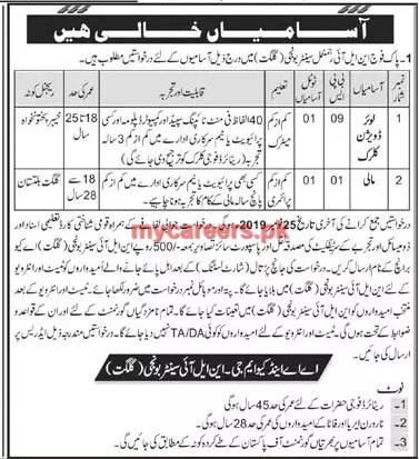 Jobs Pak Army Gilgit – Pakistan Army Jobs 2019 — original advertisement