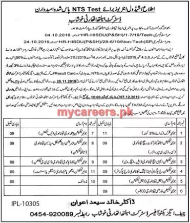 Interviews Health Department Khushab Pubnjab – Health Department Punjab Jobs 2019 — original advertisement