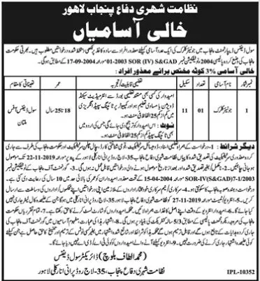 Jobs Disable Persons Civil Defence Punjab Jobs 2019 — original advertisement