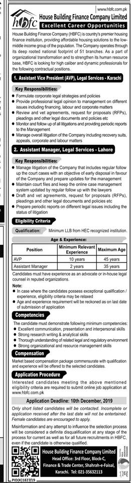 Jobs House Building Finance Company Ltd Jobs 2019 — original advertisement