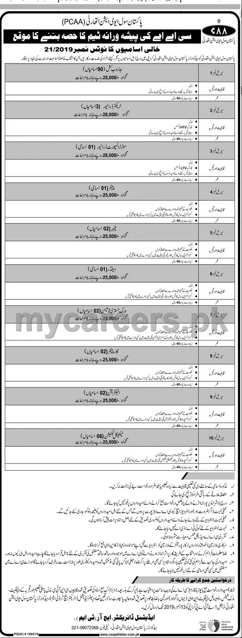 Jobs In  Pakistan Civil Aviation Authority (CAA) Jobs 2019 — original advertisement