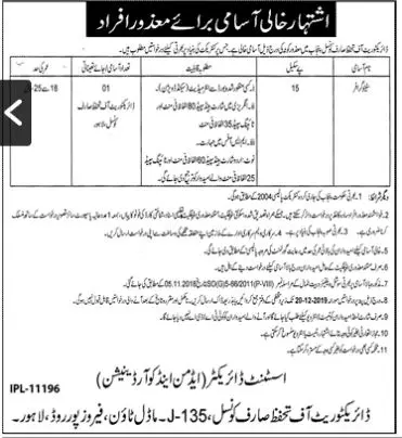 Jobs Disable Quota Consumer Protection Council, Lahore Jobs 2019 — original advertisement