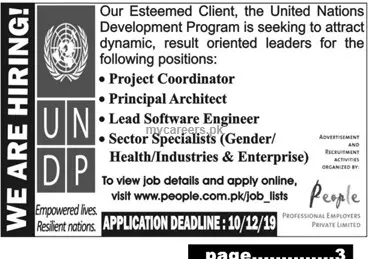 Jobs United Nations Development Programme UNDP Peshawar – United Nations Development Programme UNDP Pakistan Jobs 2019 — original advertisement