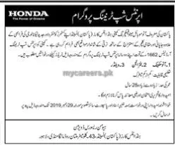 Apprenticeships Atlas Honda Jobs 2019 — original advertisement