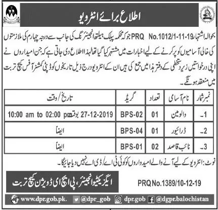 Interviews Public Health Engineering Deptt Kech – Public Health Engineering Department Balochistan Jobs 2019 — original advertisement