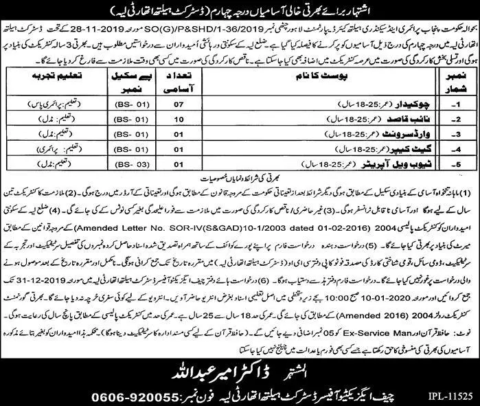 Jobs Health Department Layyah Punjab – Health Department Punjab Jobs 2019 — original advertisement
