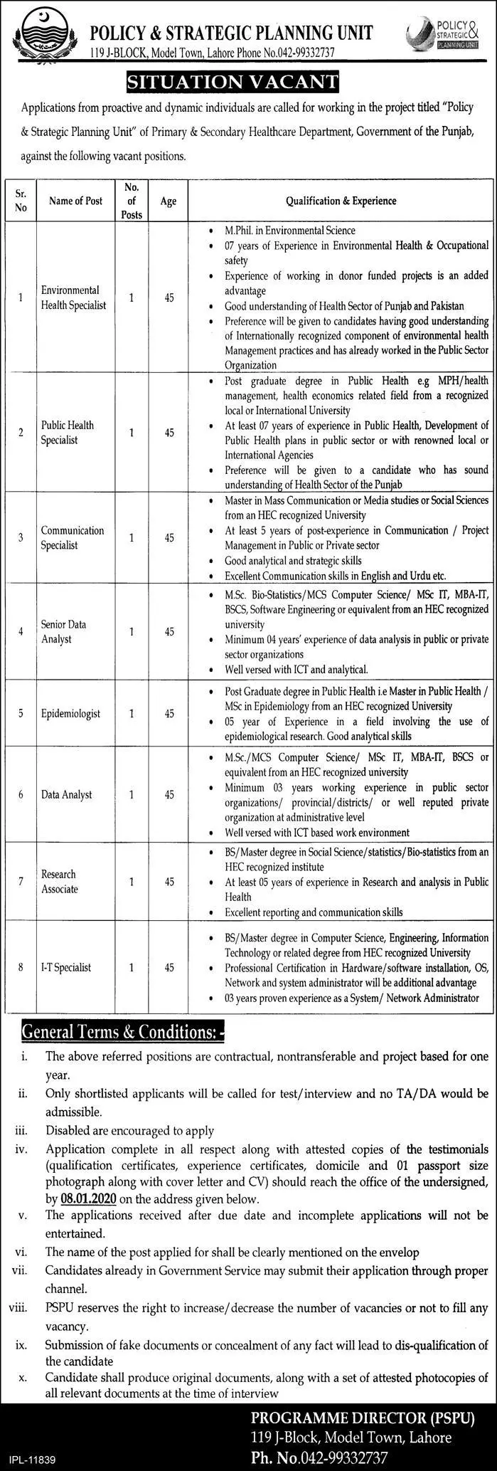 Jobs Primary & Secondary Healthcare Department Punjab – Health Department KPK Jobs 2019 — original advertisement